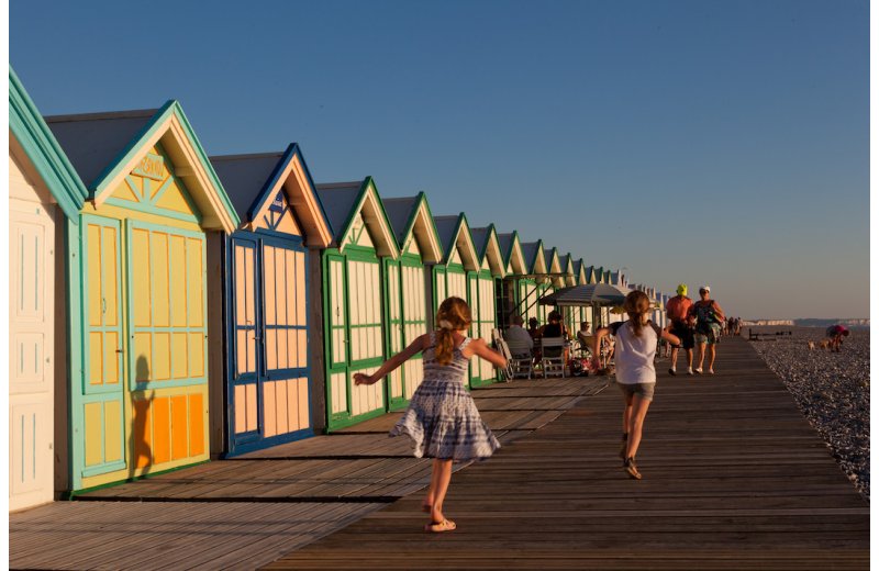 Le chemin de planches et les cabines de Cayeux